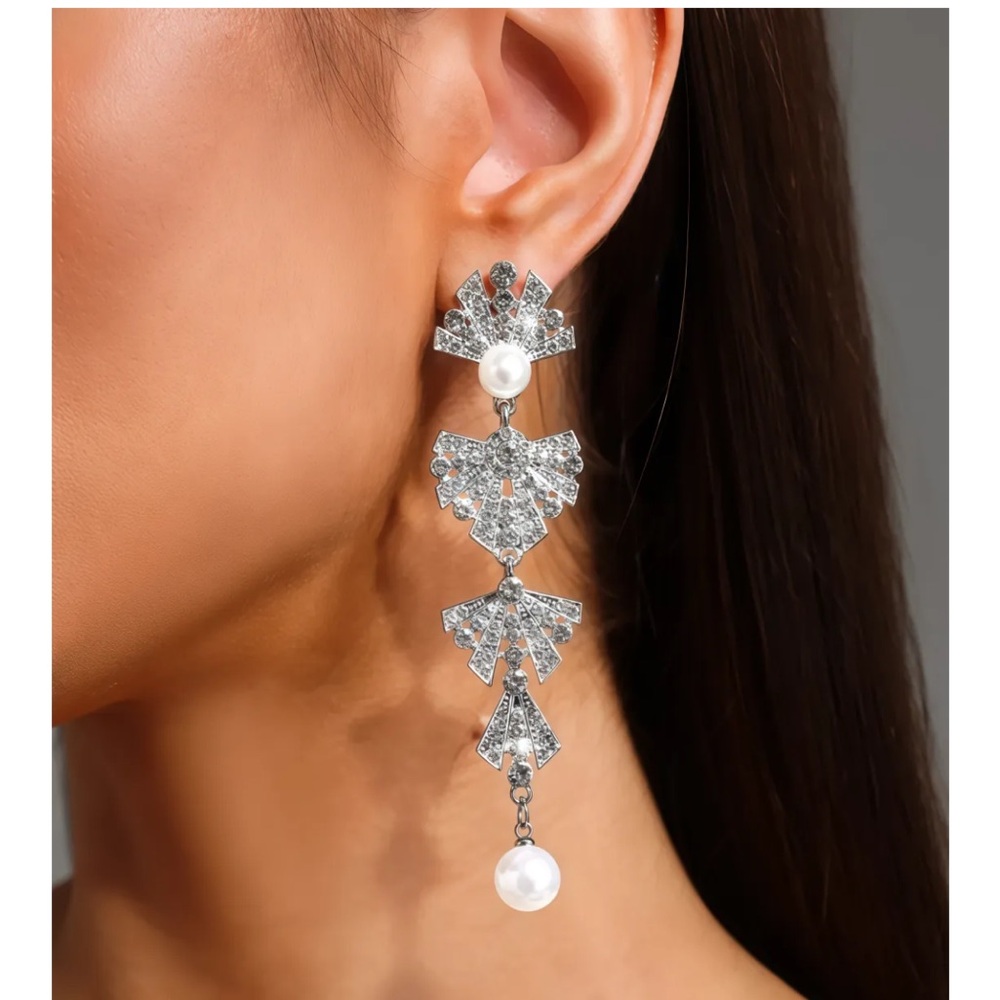 Elegant Silver and Pearl Drop Earrings